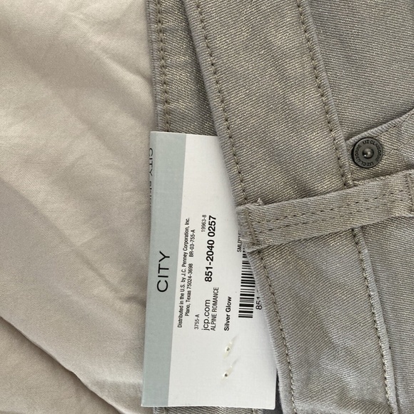 LIZ CLAIBORNE Plus Size Dressy Jeans Pants City Skinny Silver Glow Sz 18 NWT - Picture 10 of 13